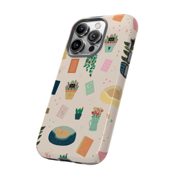 Phone Case: Book Shop Items on Cream