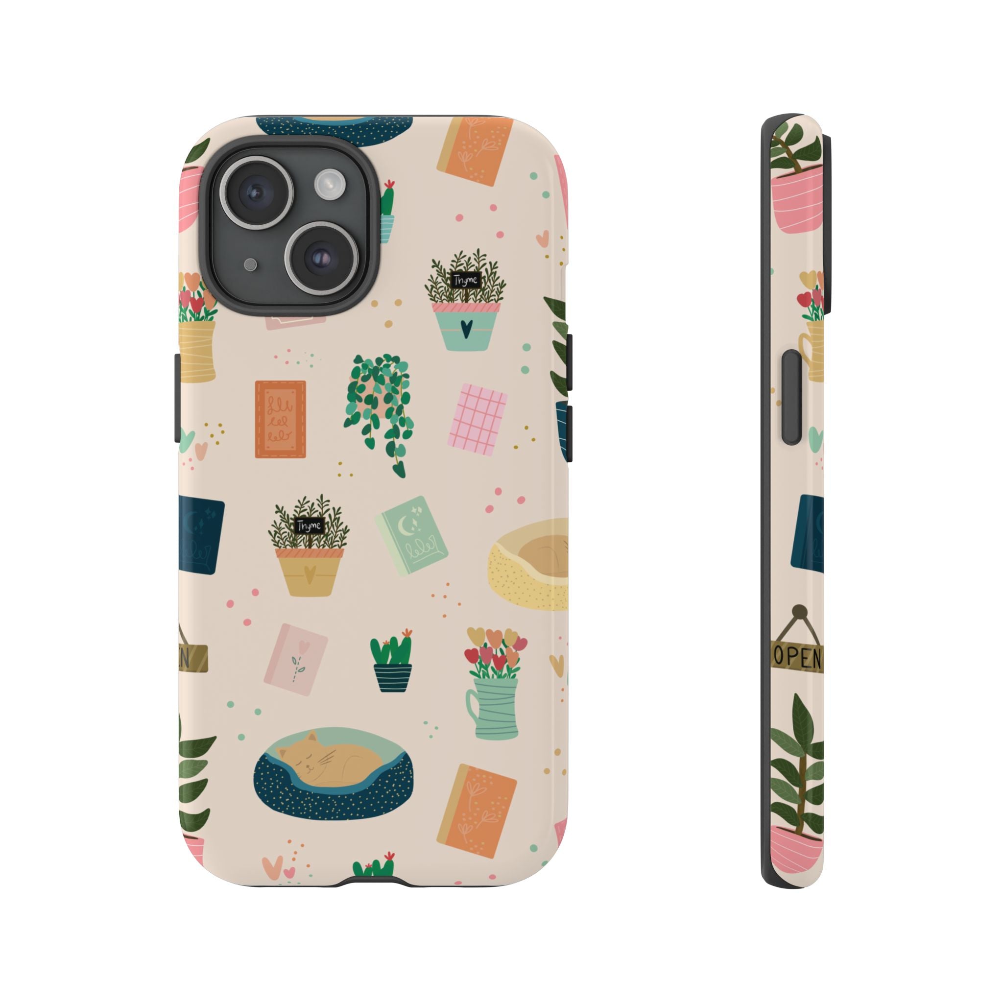 Phone Case: Book Shop Items on Cream