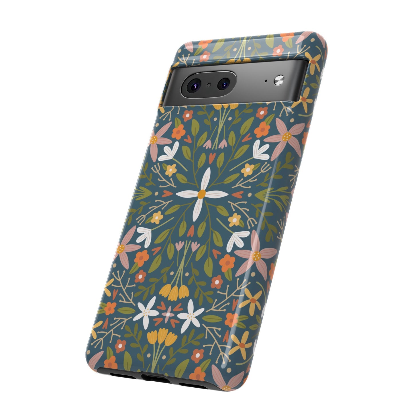 Phone Case: Florals on Blue
