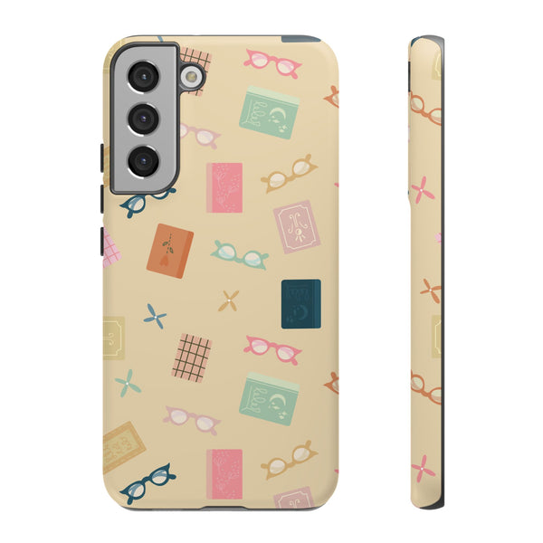 Phone Case: Books and Glasses on Yellow