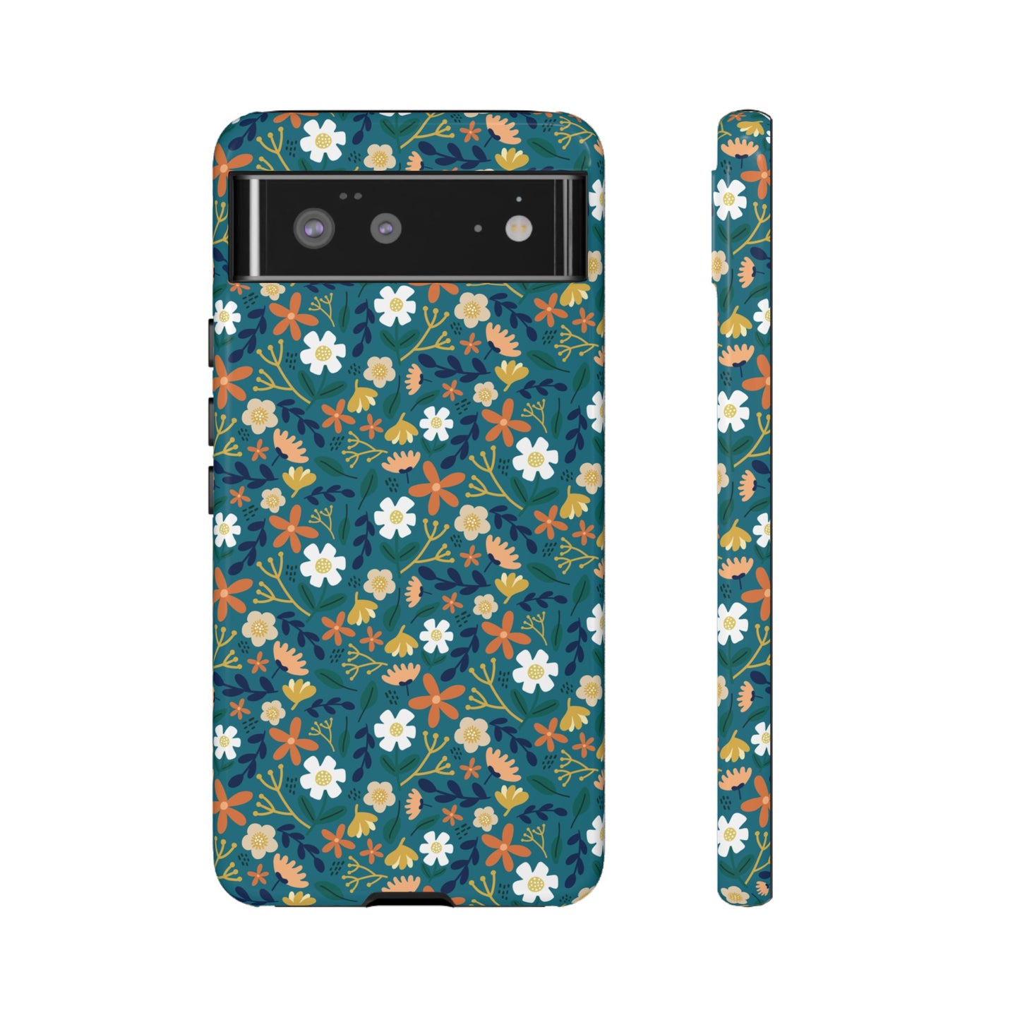 Phone Case: Florals on Teal