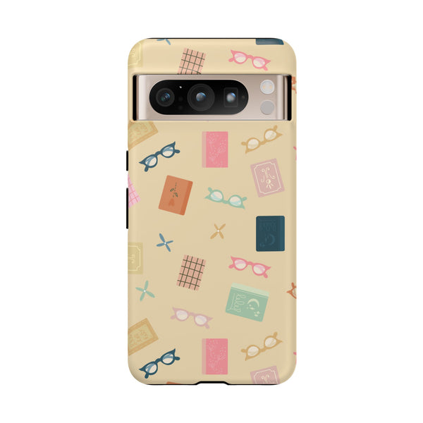 Phone Case: Books and Glasses on Yellow