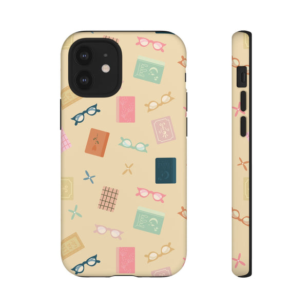 Phone Case: Books and Glasses on Yellow