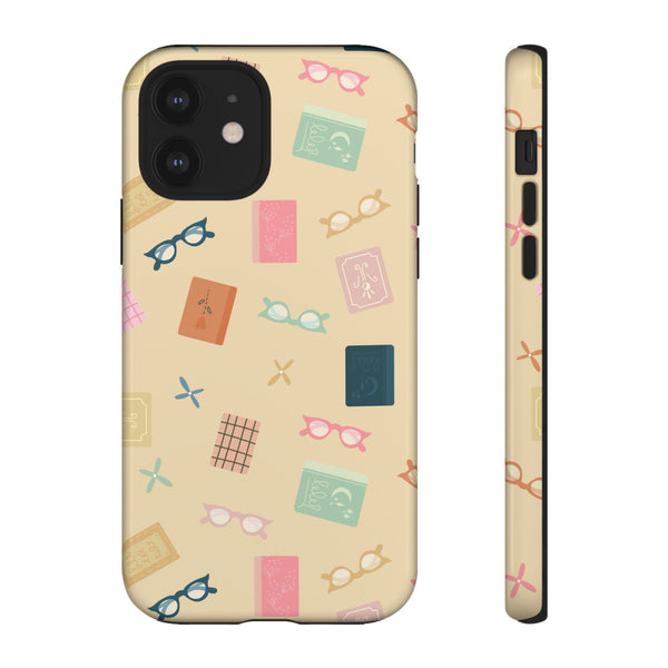 Phone Case: Books and Glasses on Yellow