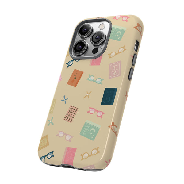 Phone Case: Books and Glasses on Yellow