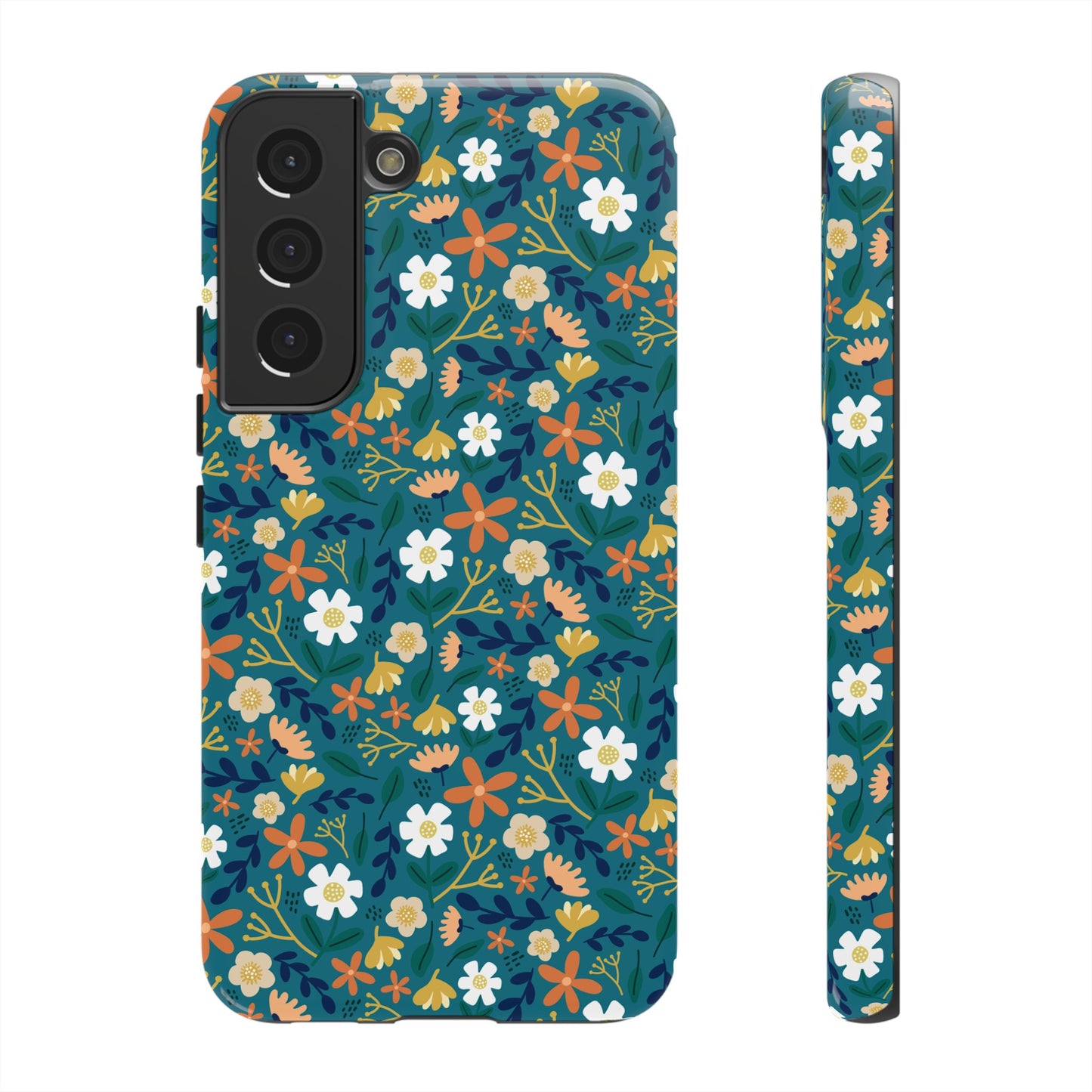 Phone Case: Florals on Teal