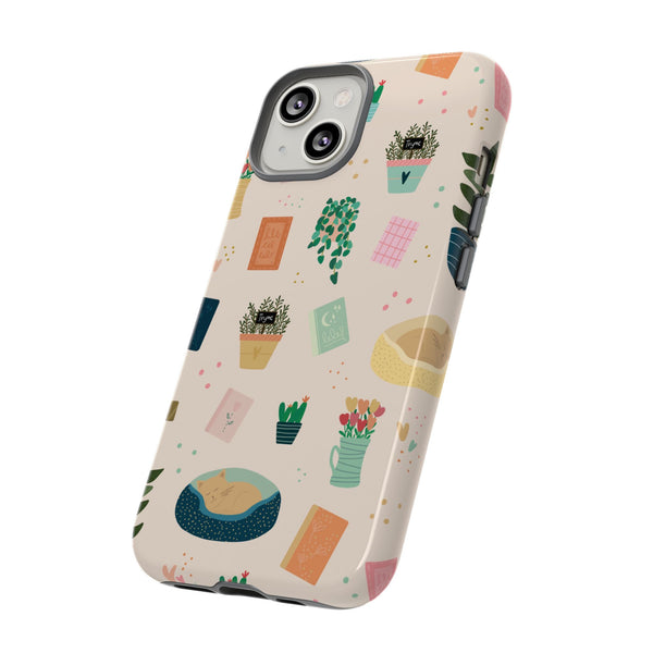 Phone Case: Book Shop Items on Cream