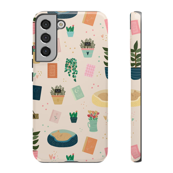 Phone Case: Book Shop Items on Cream
