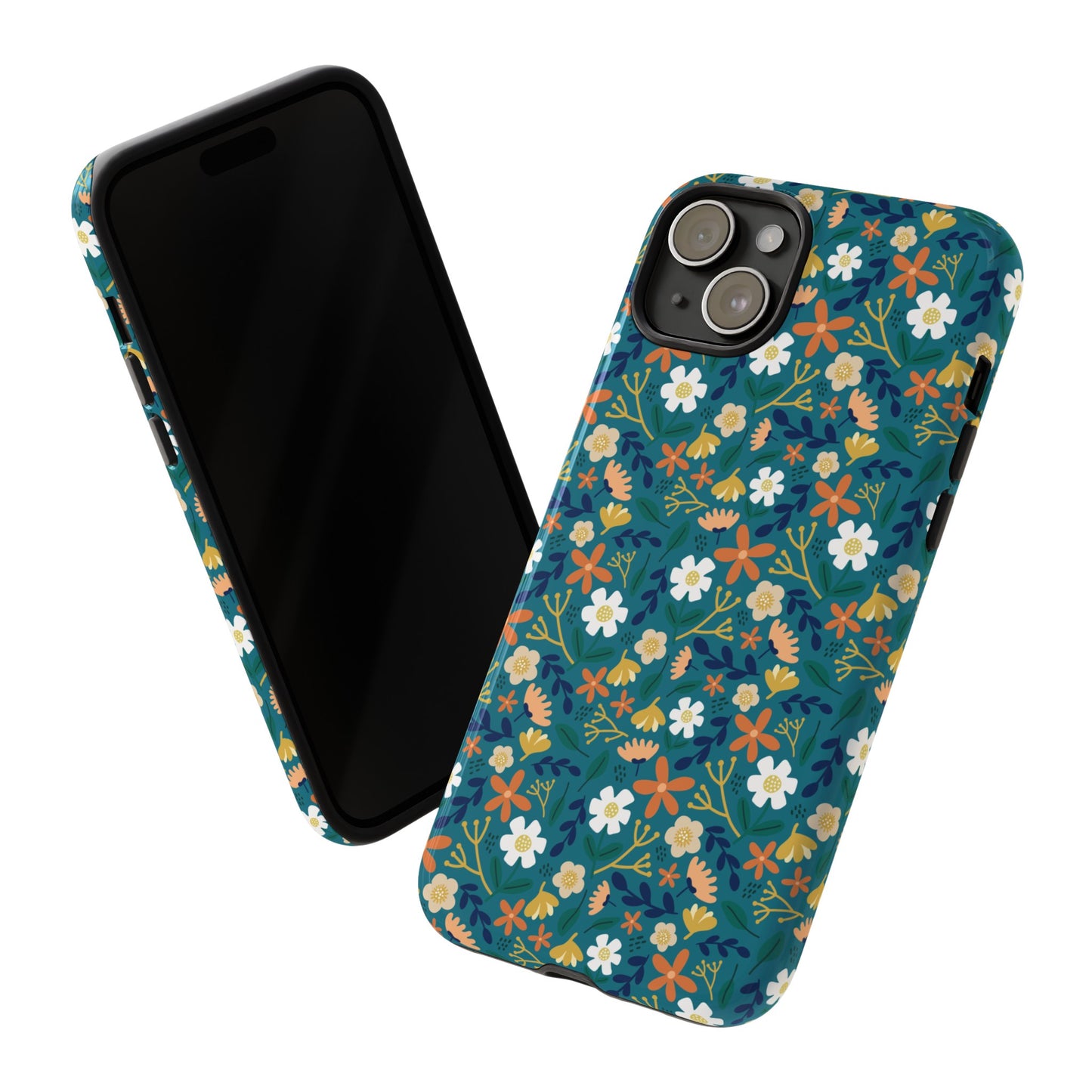 Phone Case: Florals on Teal