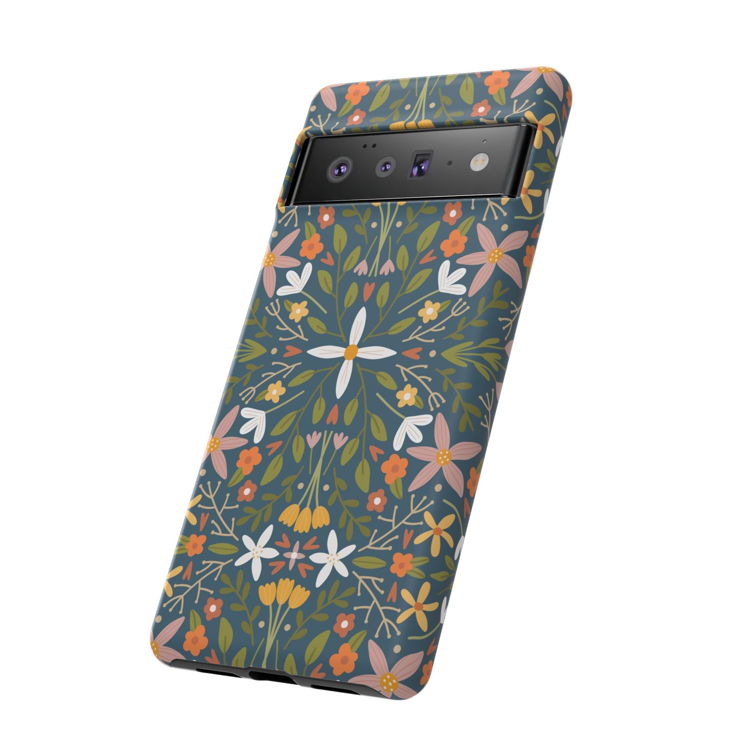 Phone Case: Florals on Blue