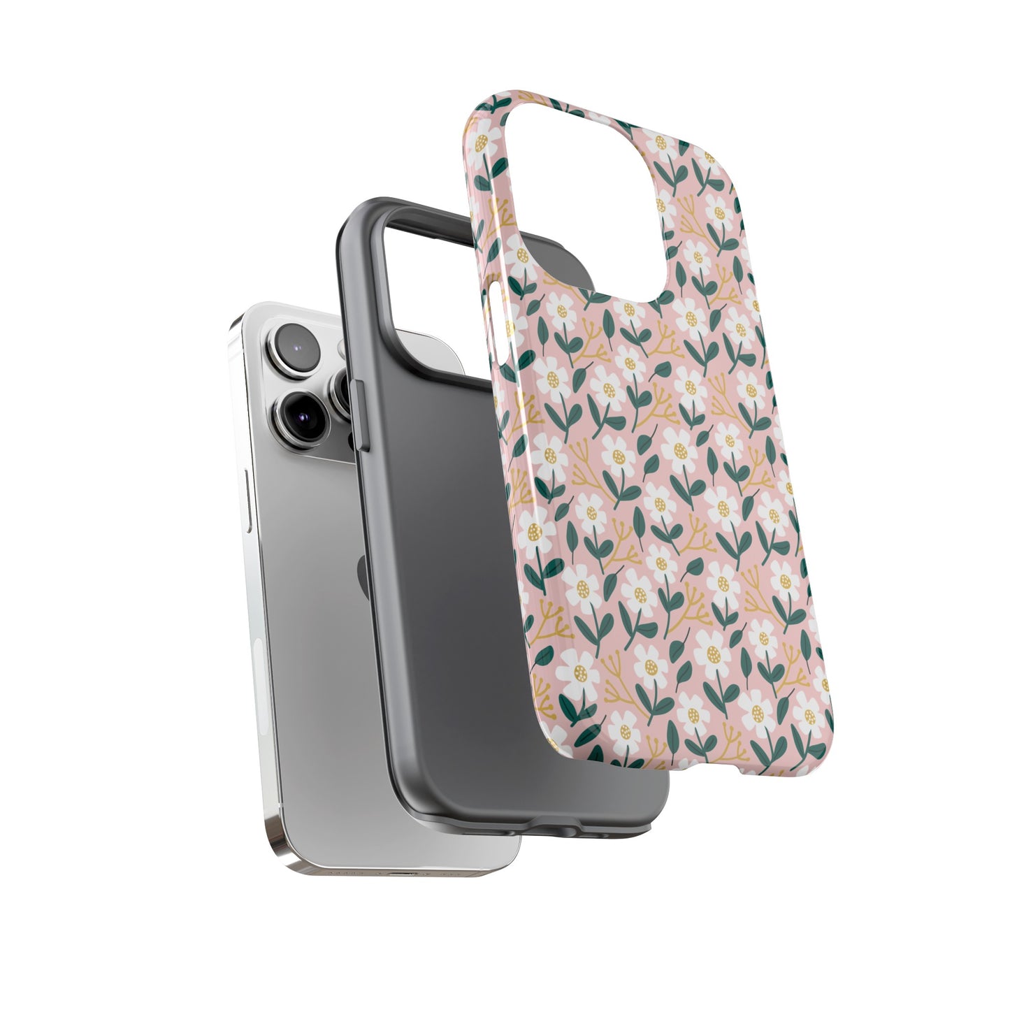 Phone Case: White Daisies on Pink