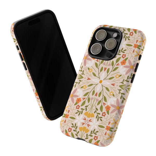 Phone Case: Florals on Tan