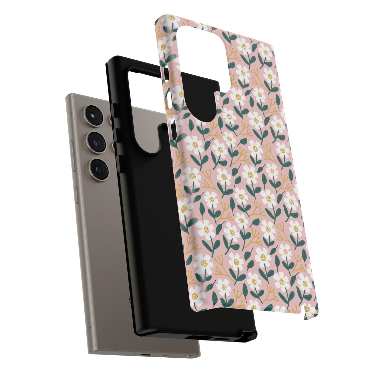 Phone Case: White Daisies on Pink