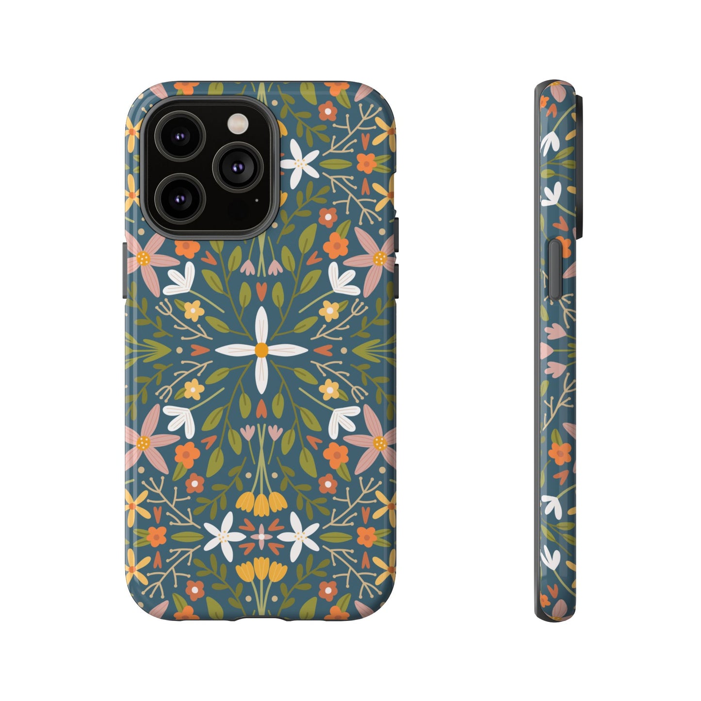 Phone Case: Florals on Blue
