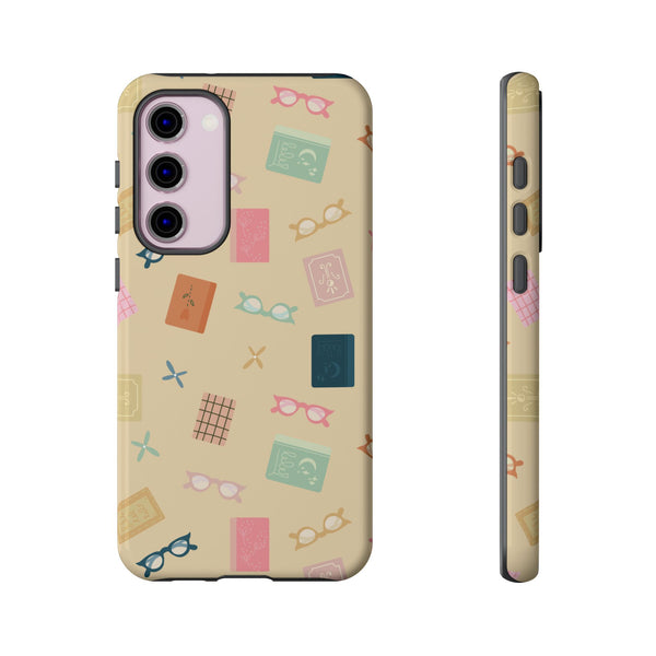 Phone Case: Books and Glasses on Yellow