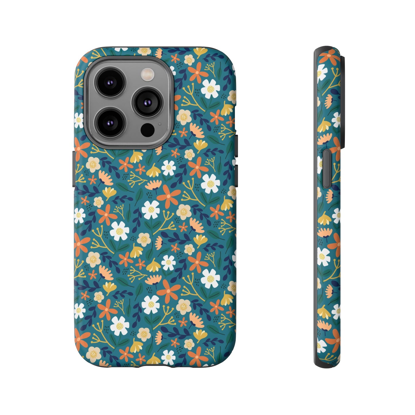Phone Case: Florals on Teal