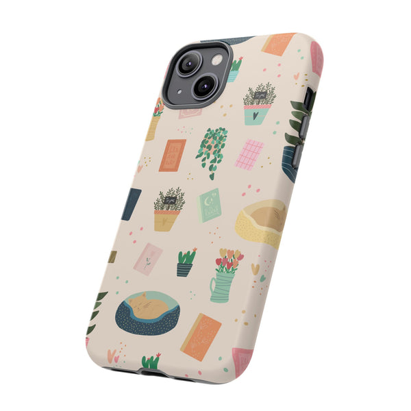 Phone Case: Book Shop Items on Cream