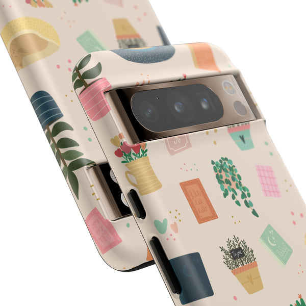 Phone Case: Book Shop Items on Cream