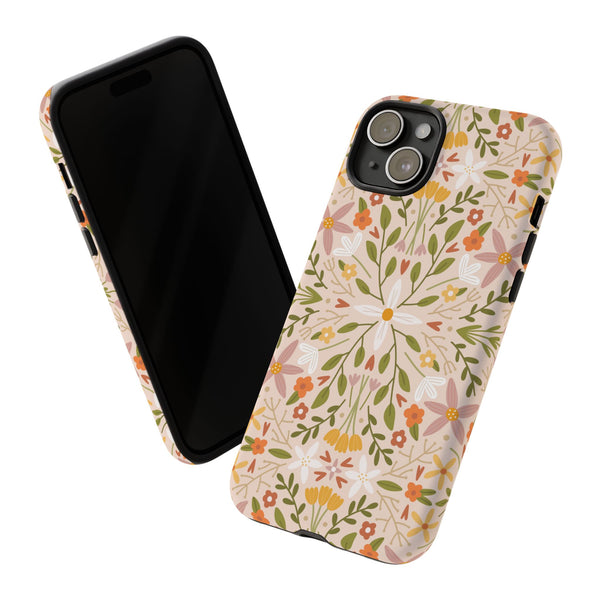 Phone Case: Florals on Tan