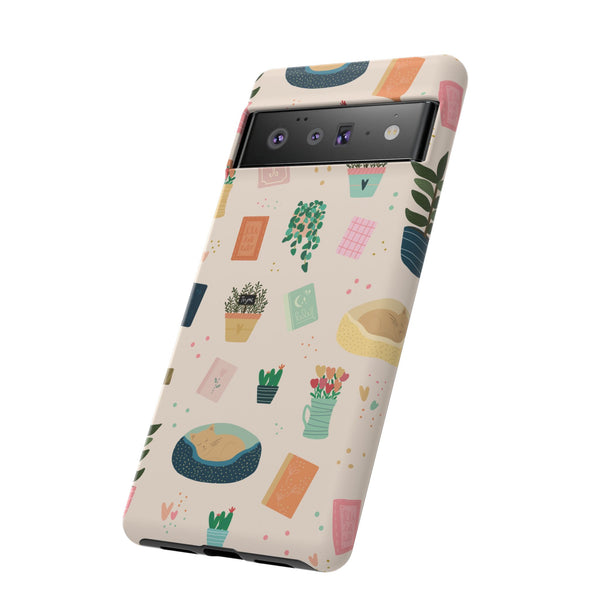 Phone Case: Book Shop Items on Cream