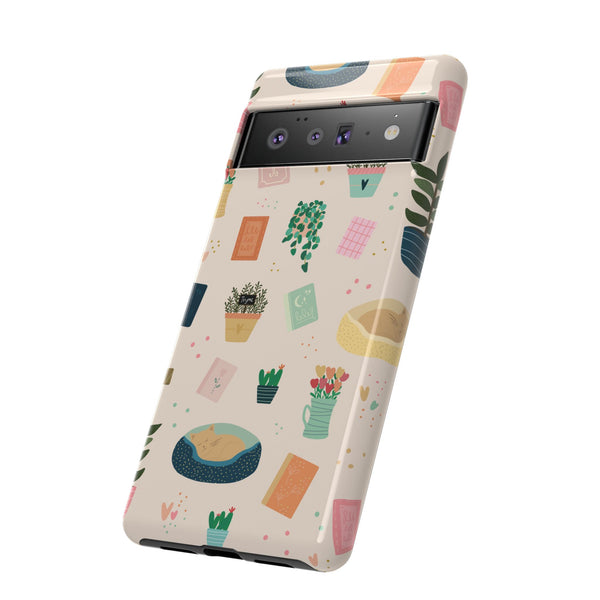 Phone Case: Book Shop Items on Cream