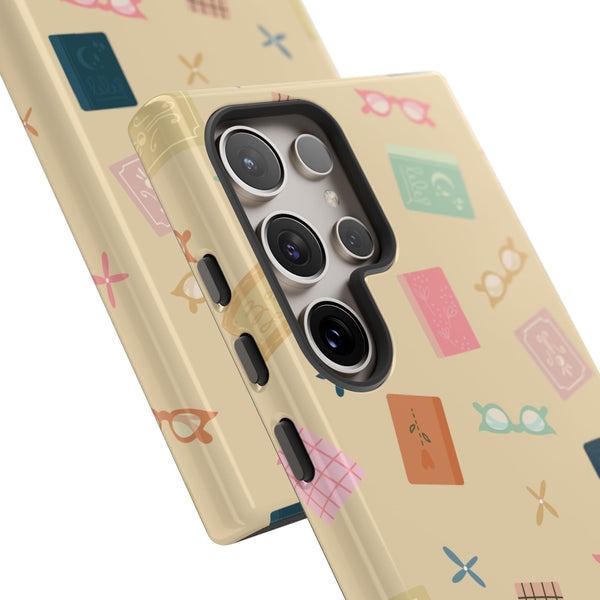 Phone Case: Books and Glasses on Yellow