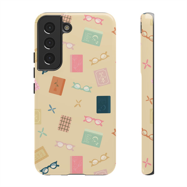 Phone Case: Books and Glasses on Yellow