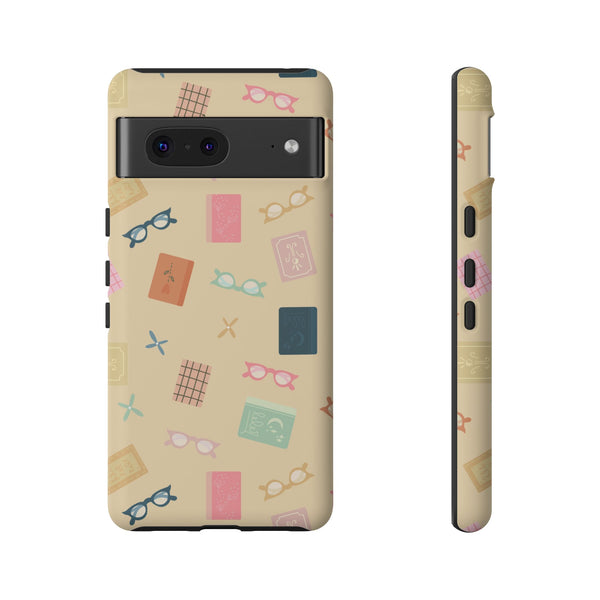 Phone Case: Books and Glasses on Yellow