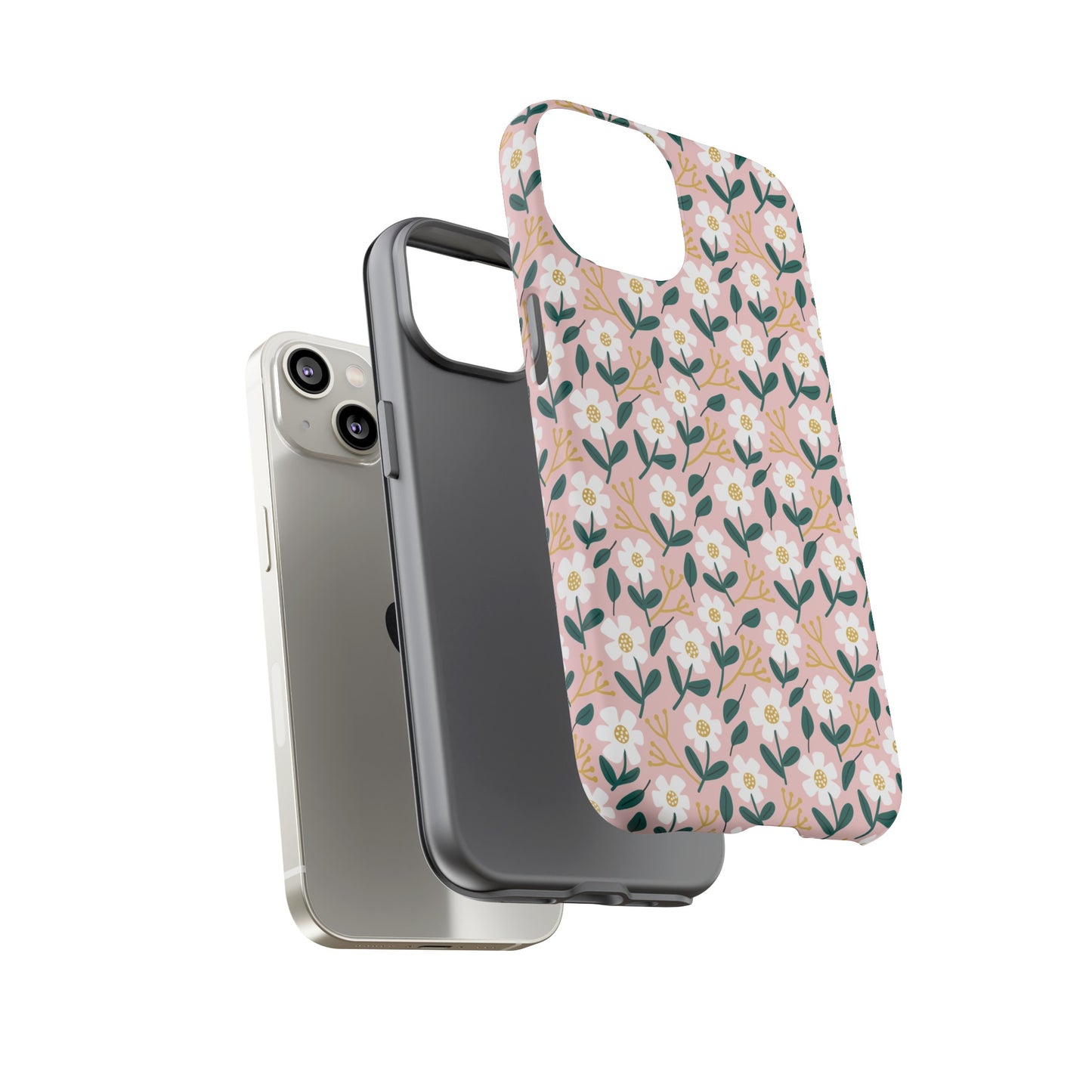 Phone Case: White Daisies on Pink