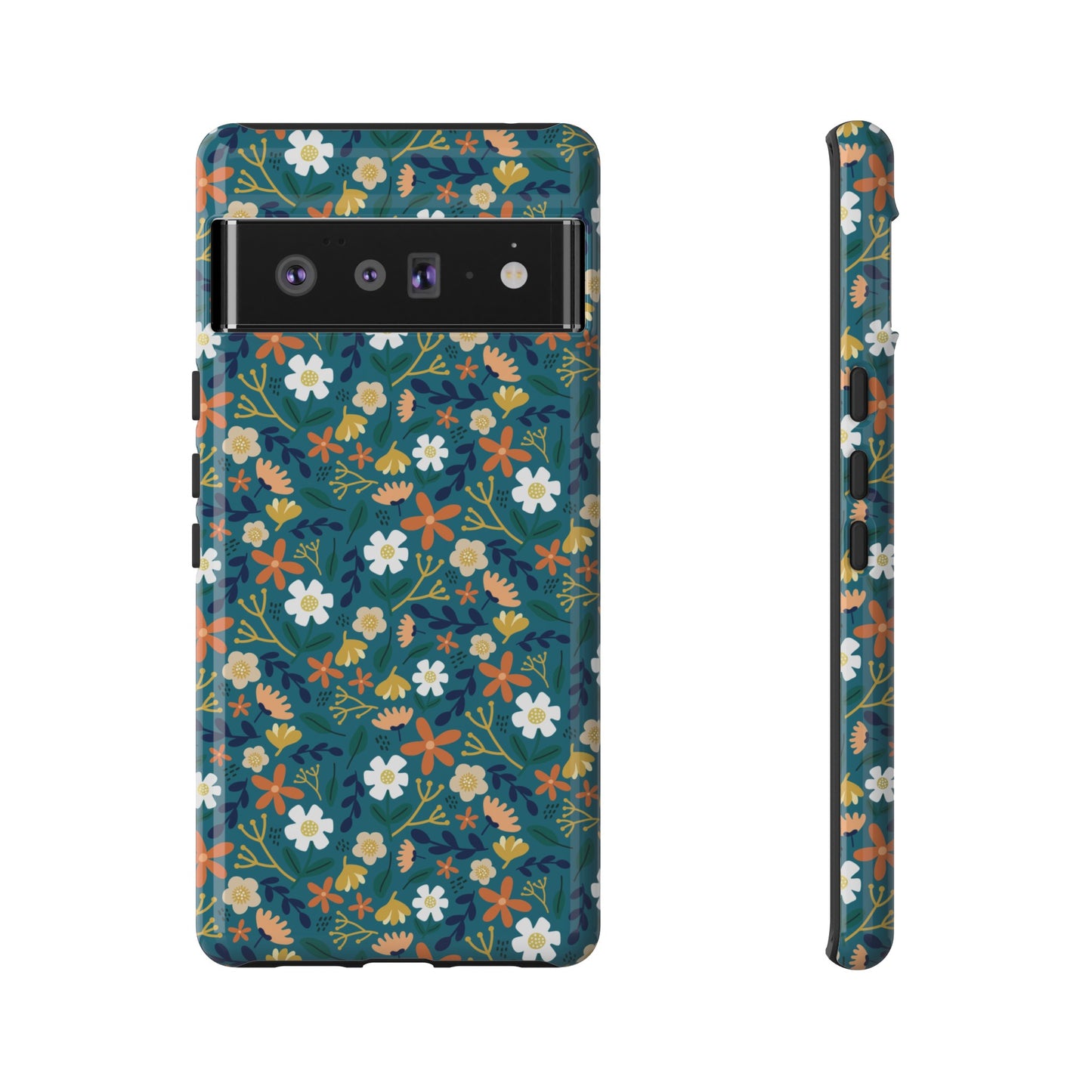 Phone Case: Florals on Teal