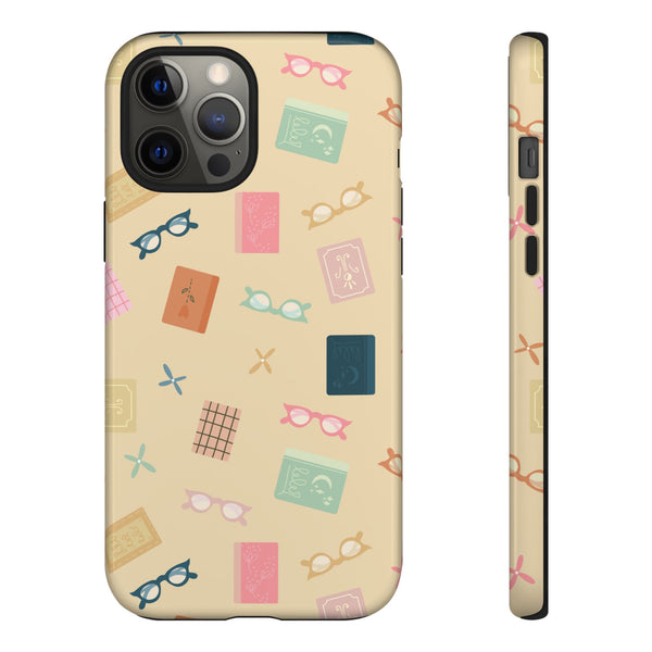 Phone Case: Books and Glasses on Yellow