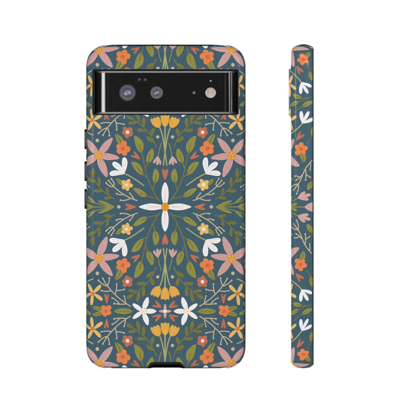 Phone Case: Florals on Blue