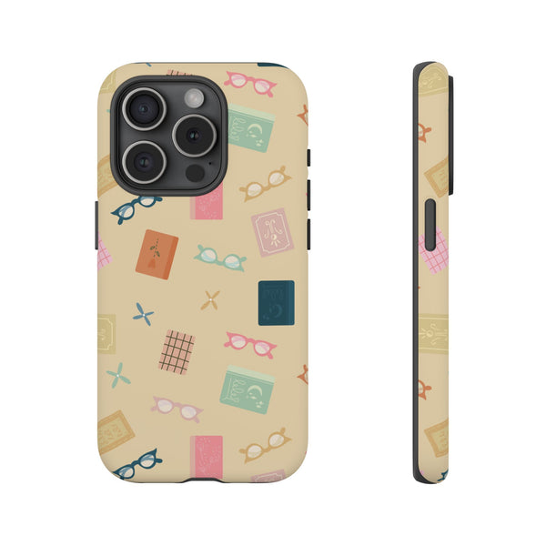Phone Case: Books and Glasses on Yellow