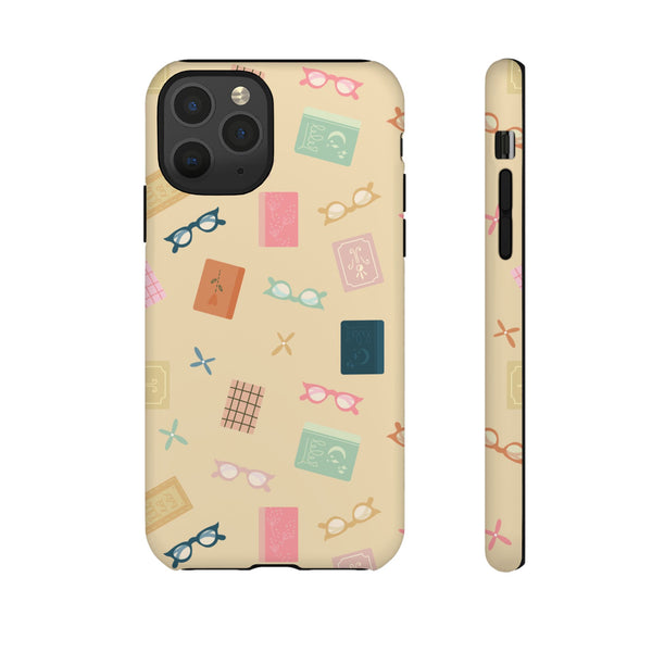 Phone Case: Books and Glasses on Yellow