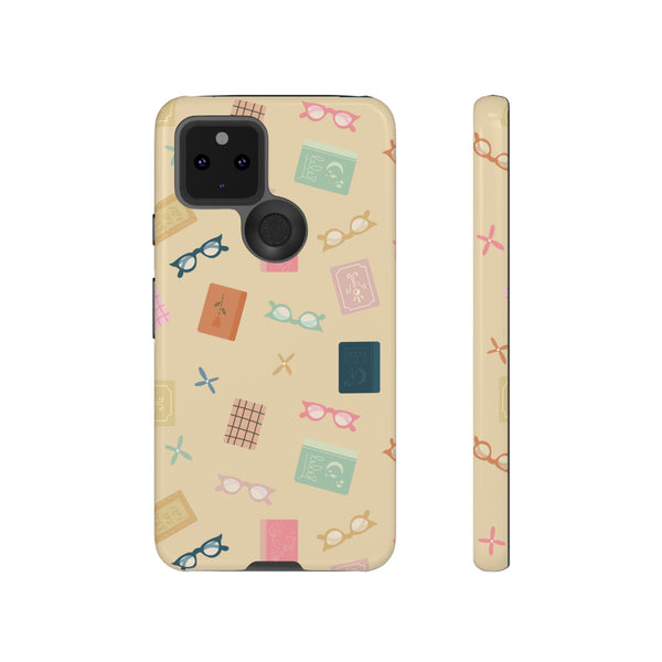 Phone Case: Books and Glasses on Yellow