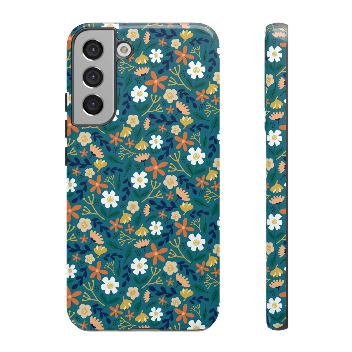 Phone Case: Florals on Teal