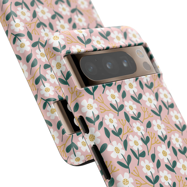 Phone Case: White Daisies on Pink