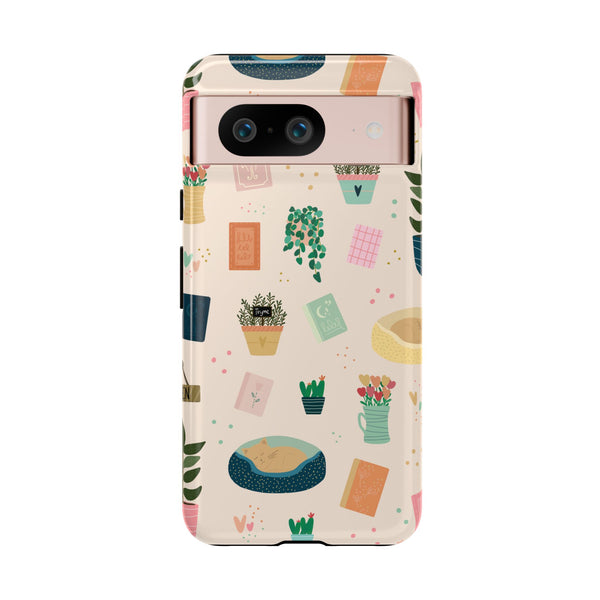 Phone Case: Book Shop Items on Cream
