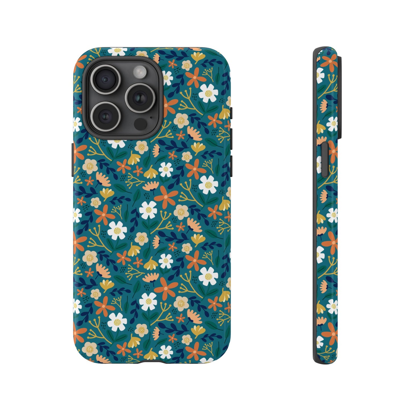 Phone Case: Florals on Teal
