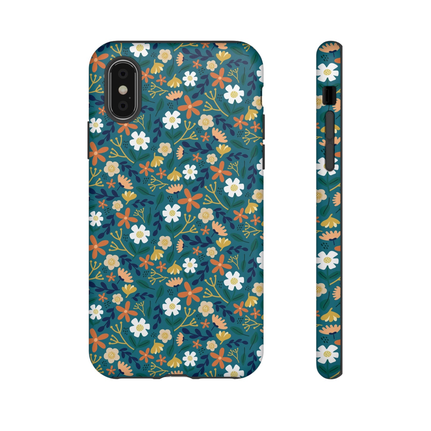 Phone Case: Florals on Teal