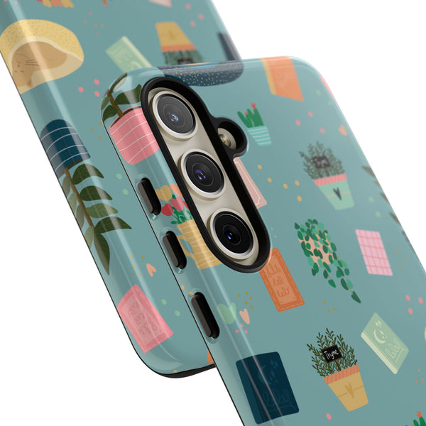 Phone Case: Book Shop Items on Blue
