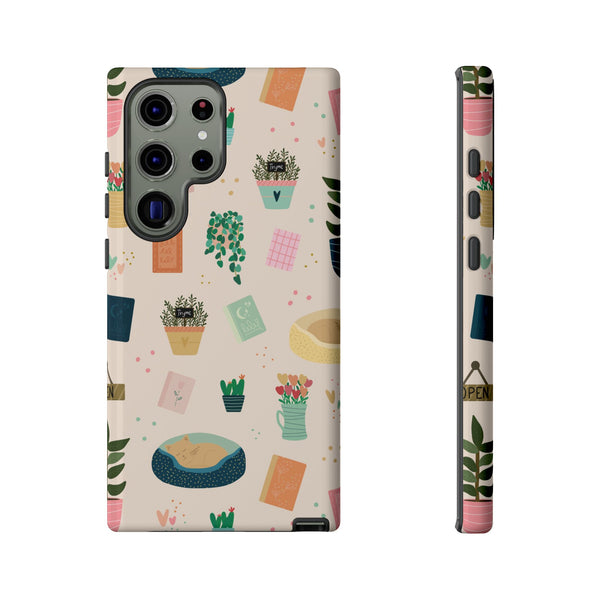 Phone Case: Book Shop Items on Cream