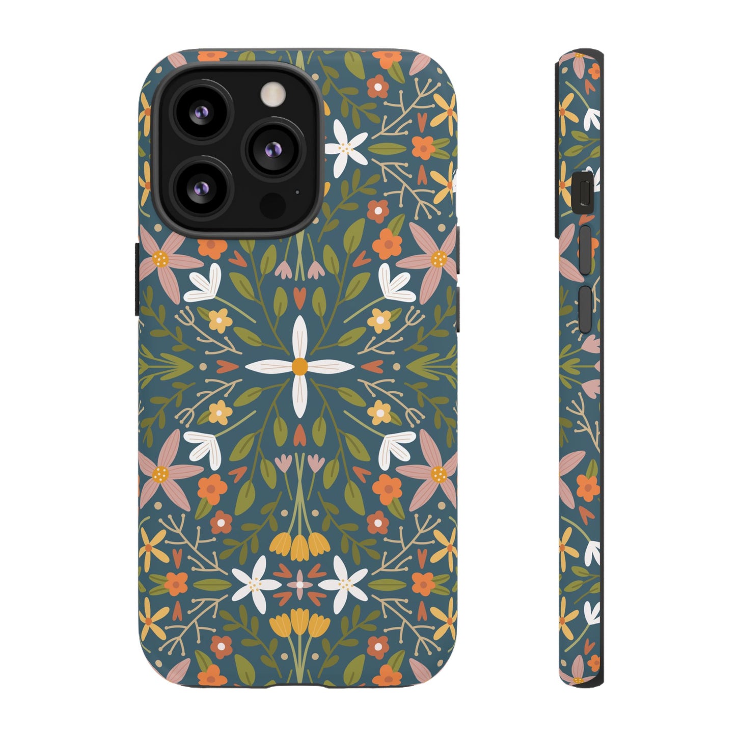 Phone Case: Florals on Blue