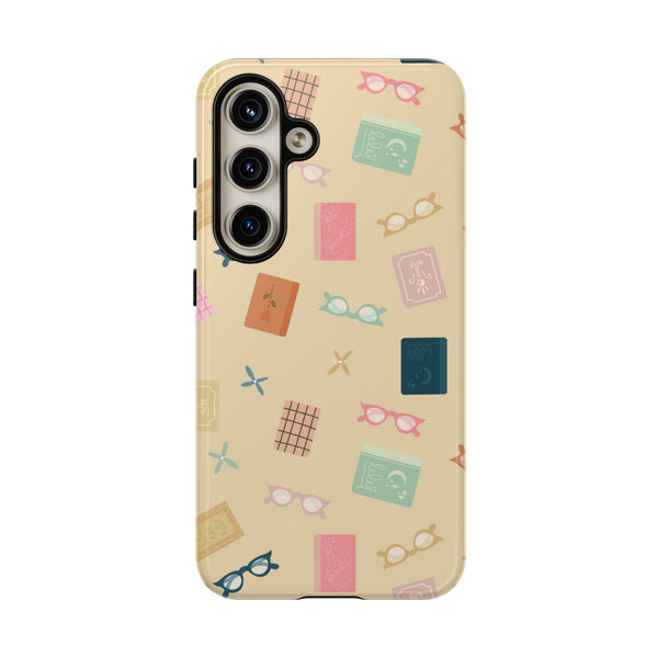 Phone Case: Books and Glasses on Yellow