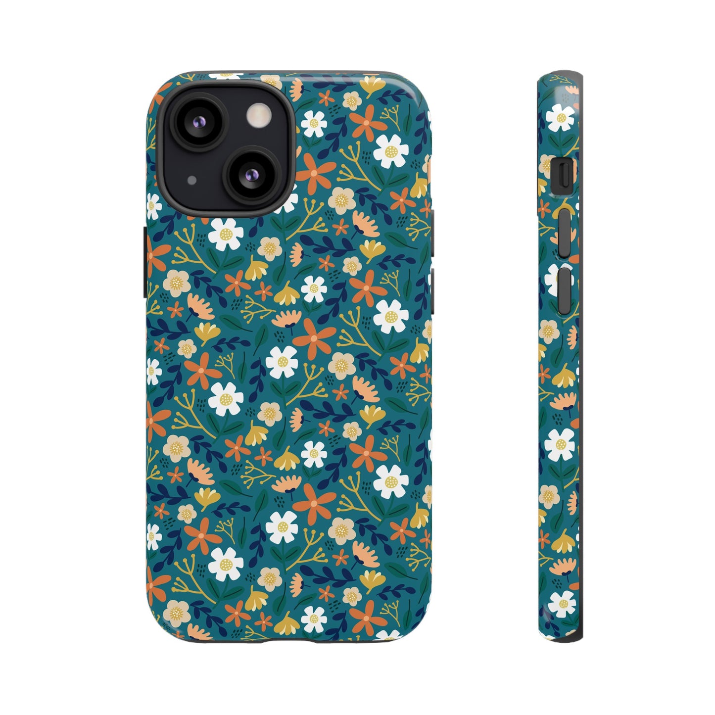 Phone Case: Florals on Teal