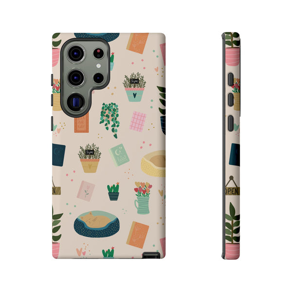 Phone Case: Book Shop Items on Cream