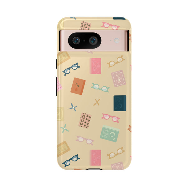 Phone Case: Books and Glasses on Yellow