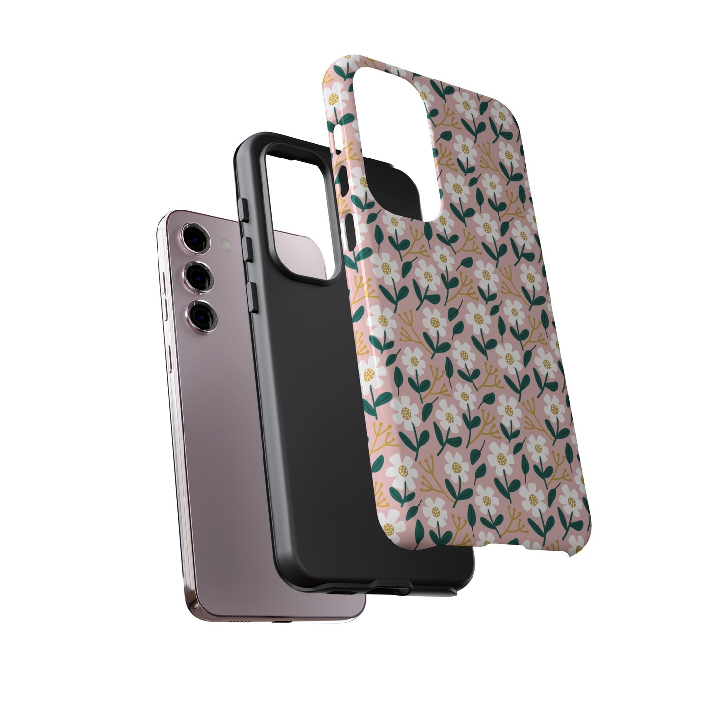 Phone Case: White Daisies on Pink