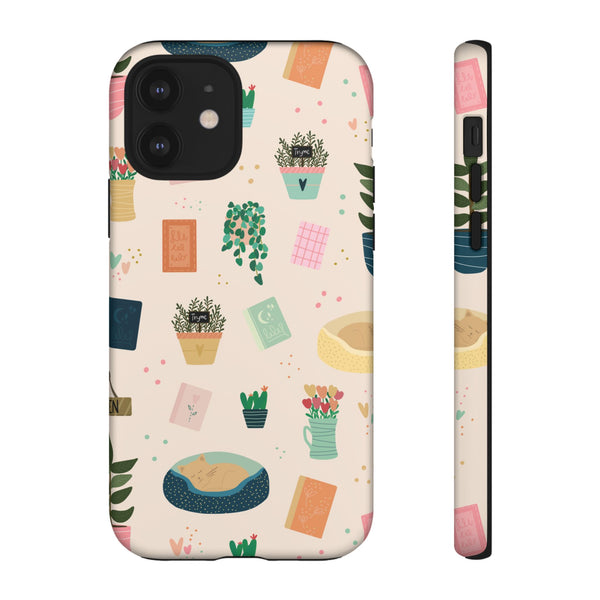 Phone Case: Book Shop Items on Cream