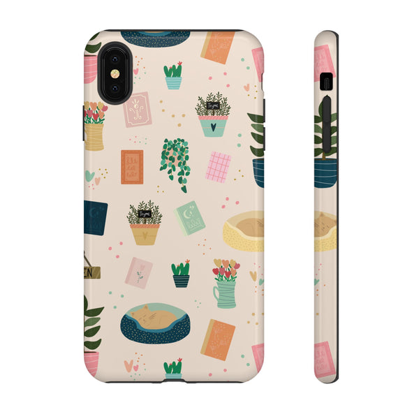 Phone Case: Book Shop Items on Cream